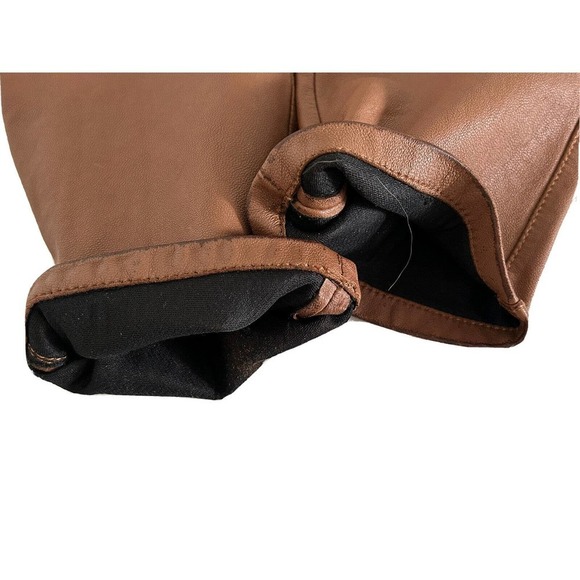 Neiman Marcus | Exclusive Women's Brown Elastic Waist Leather Pants Size Medium - Picture 12 of 15